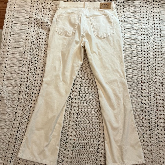 LRL Lauren Jeans Co Ivory Corduroy Flare Leg 5 Pocket Pants Size 8 - Picture 6 of 8